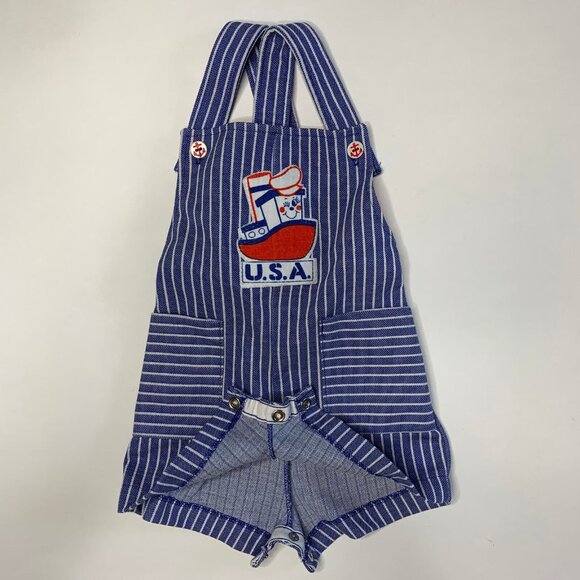 Vintage Carters Striped Overalls Bibs Jumper Size 12M Striped Boat Nautical - Picture 7 of 8